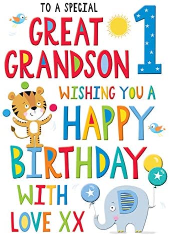 Juvenile Birthday Card Age 1 Great Grandson - 9 X 6 Inches - Regal Publishing