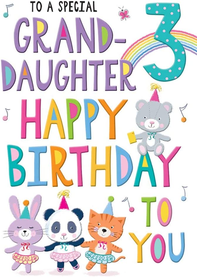 Juvenile Birthday Card Age 3 Granddaughter - 9 x 6 inches - Regal Publishing